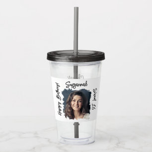 Custom Photo 16th Happy Birthday Personalized Acrylic Tumbler