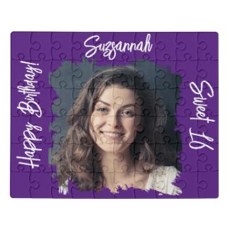Custom Photo 16th Happy Birthday Purple Template