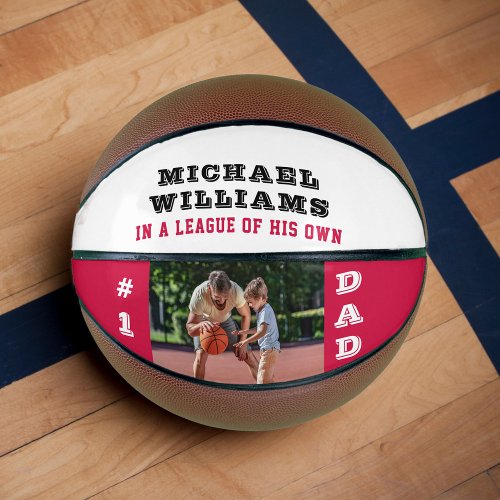 Custom Photo 1 Dad Quote Red Black White Basketball
