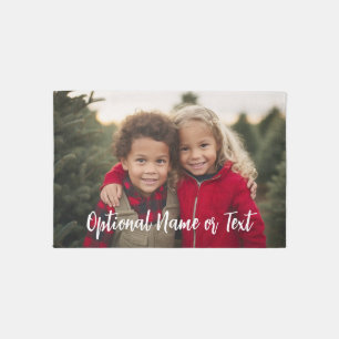 Custom Photo - 1 Pic with Script Text Family Rug