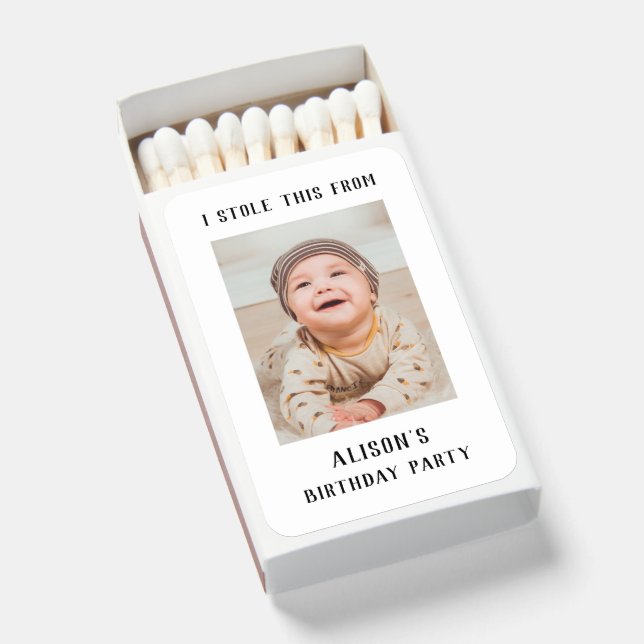 Custom Photo 1st 2nd 10th 20th 30th 40th Birthday Matchboxes (Front Open)