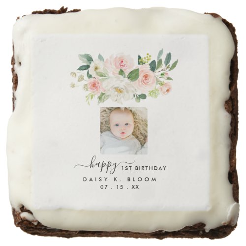 Custom Photo 1st Birthday Brownie