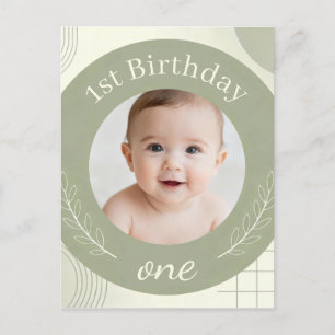 Custom Photo 1st Birthday - Personalized Postcard 