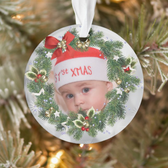 Custom Photo 1st Christmas  Ornament (Tree)