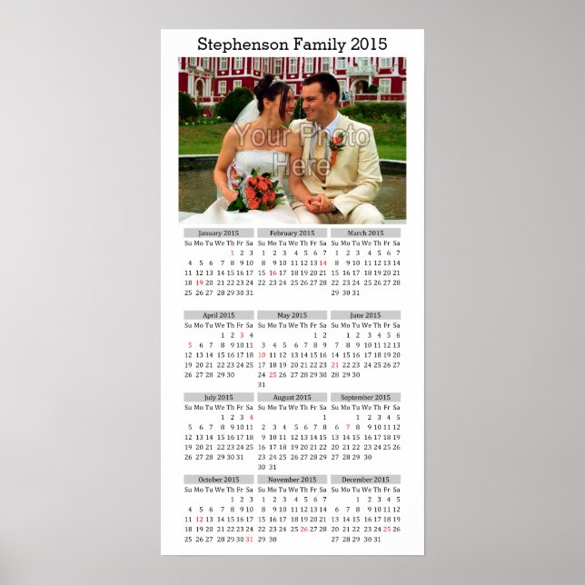 Custom Photo 2015 Calendar Poster (Front)