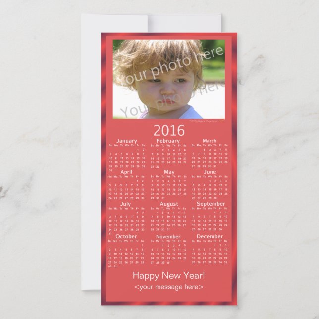 Custom Photo 2016 Calendar Card Happy New Year (Front)