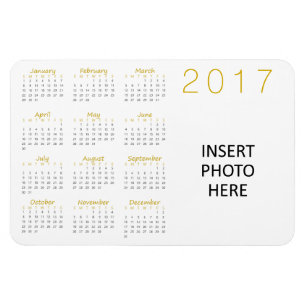 Custom Photo 2017 Calendar Magnet Gold & Dark Gray
