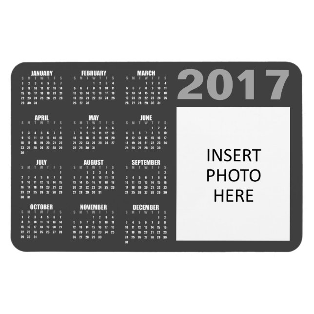 Custom Photo 2017 Calendar Magnet - Gray (Horizontal)