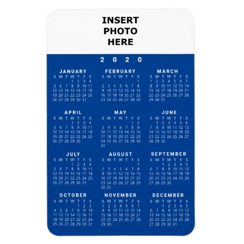 Custom Photo 2020 Calendar Magnet Portrait  Blue