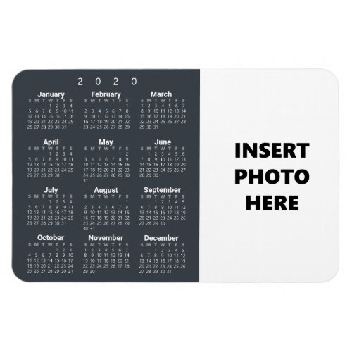 Custom Photo 2020 Calendar Magnet  Steel Gray