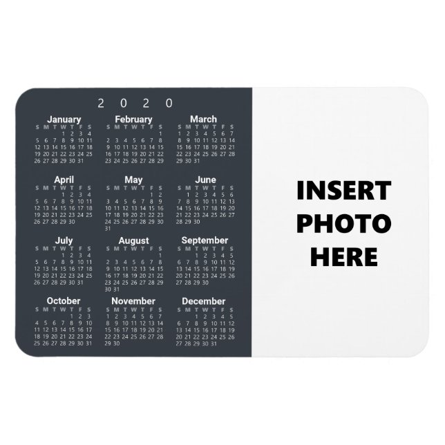 Custom Photo 2020 Calendar Magnet | Steel Gray (Horizontal)