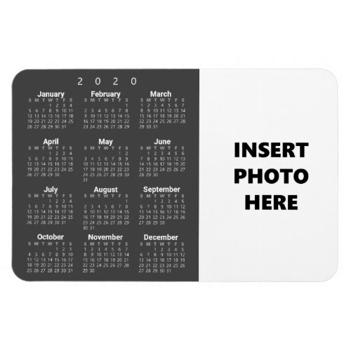 Custom Photo 2020 Calendar Magnet Template  Gray