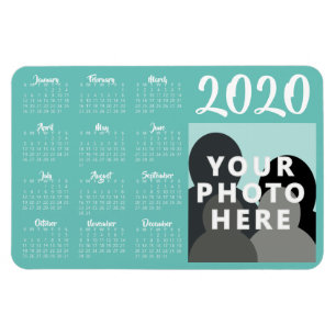 Custom Photo 2020 Calendar Magnet Template   Teal