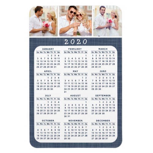 Custom Photo 2020 Magnetic Fridge Calendar Magnet