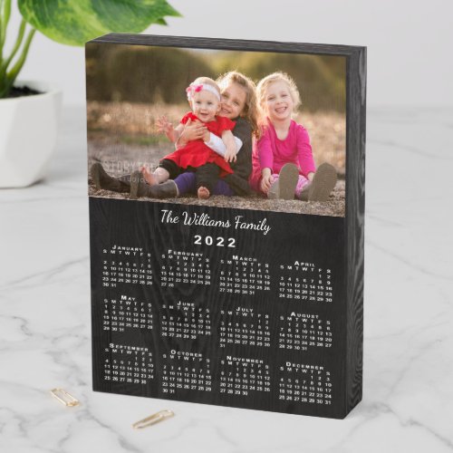 Custom Photo 2022 Calendar Black Wooden Box Sign