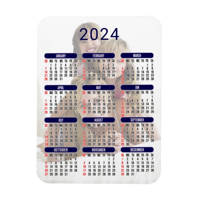 Custom Photo 2024 Calendar Magnet (Vertical)
