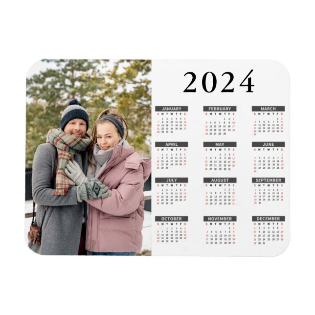 Custom Photo 2024 Calendar Magnet (Horizontal)