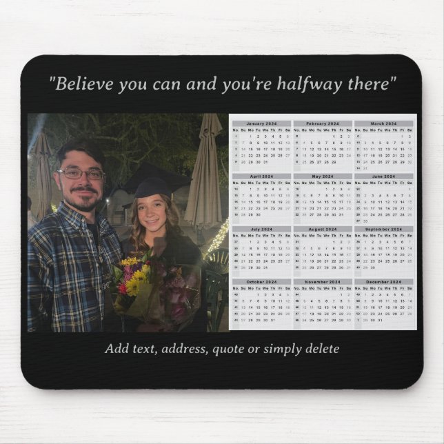 Custom Photo 2024 Calendar with Personalized Text Mouse Pad (Front)