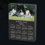 Custom Photo 2025 Calendar Rustic Black Wooden Box Sign<br><div class="desc">Add your favorite photo to a rustic black wooden 2025 calendar sign. Replace the sample image and name with your own in the sidebar. The custom text is in a handwritten white script font. Below the photo is a white calendar on a black wood background. Makes a great custom gift....</div>