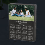Custom Photo 2025 Calendar Rustic Black Wooden Box Sign<br><div class="desc">Add your favorite photo to a rustic black wooden 2025 calendar sign. Replace the sample image and name with your own in the sidebar. The custom text is in a handwritten white script font. Below the photo is a white calendar on a black wood background. Makes a great custom gift....</div>
