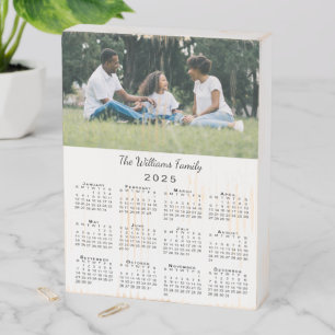 Custom Photo 2025 Calendar Rustic White Wooden Box Sign
