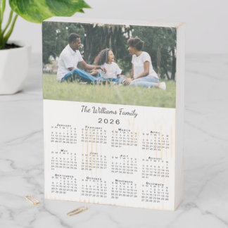 Custom Photo 2026 Calendar Rustic White Wooden Box Sign