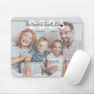 Custom Photo 2026 Family Calendar Mouse Pad