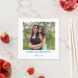 Custom Photo 21st 30th 40th 50th 60 Birthday Party Napkins