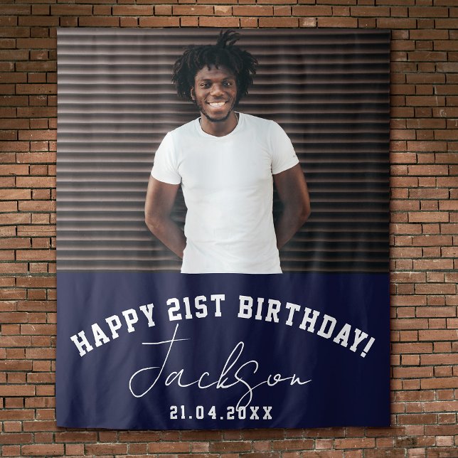 Custom Photo 21st Birthday Party Wall Backdrop (Creator Uploaded)