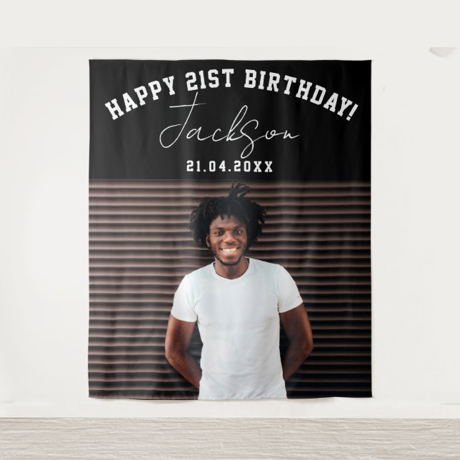 Custom Photo 21st Birthday Party Wall Backdrop (Front)