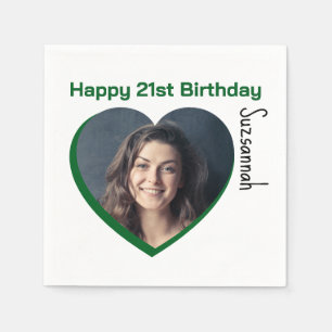Custom Photo 21st Happy Birthday Party Template Napkins