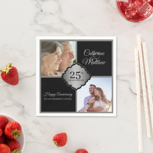 Custom photo 25th Anniversary Napkins