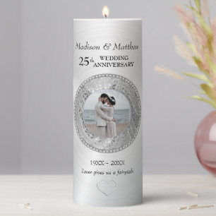 Custom Photo 25th Anniversary  Pillar Candle
