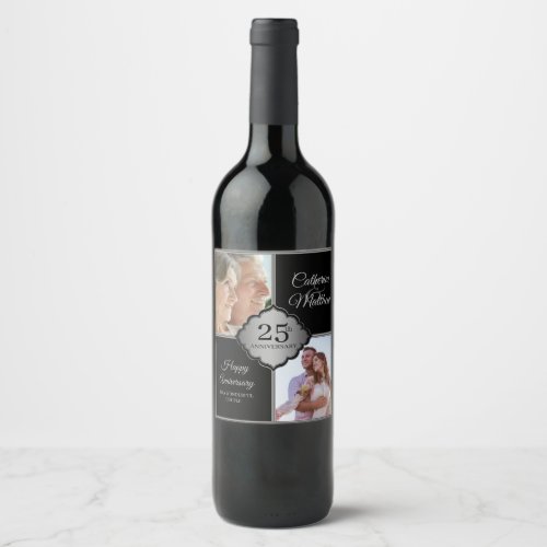 Custom photo 25th Anniversary Wine Label