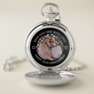 Custom Photo 25th Wedding Anniversary Pocket Watch