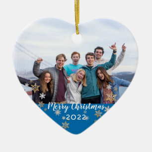 Custom Photo 2-sided Merry Christmas Ceramic Ornament