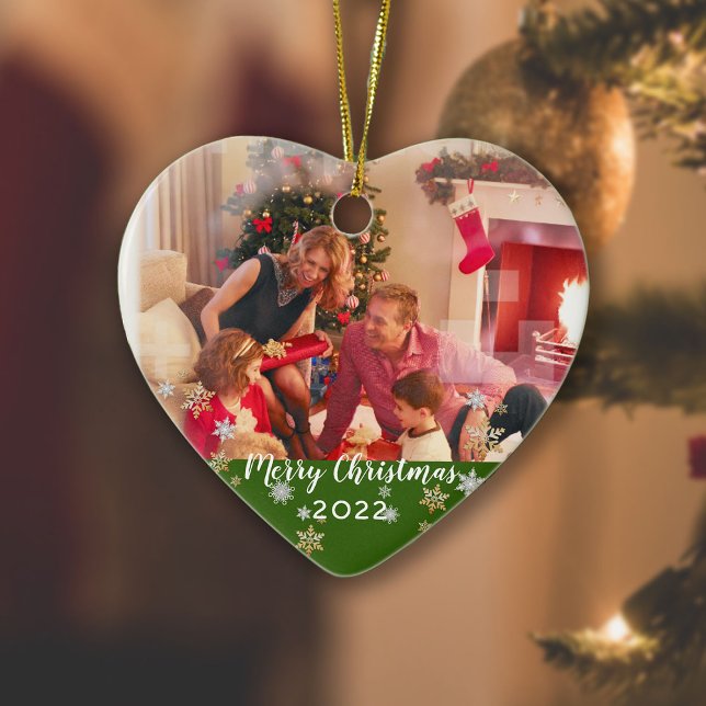 Custom Photo 2-sided Merry Christmas Ceramic Ornament (Creator Uploaded)