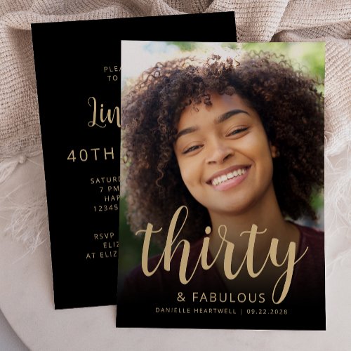 Custom Photo 30 and Fabulous 30th Birthday Party Invitation