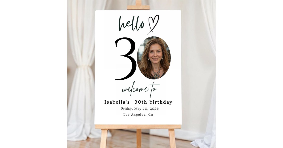 Custom Photo 30th Birthday Welcome Sign | Zazzle