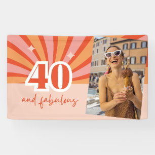 Custom photo 40 and fabulous birthday party banner