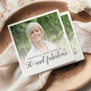 Custom Photo 50 and Fabulous Birthday Party Napkins
