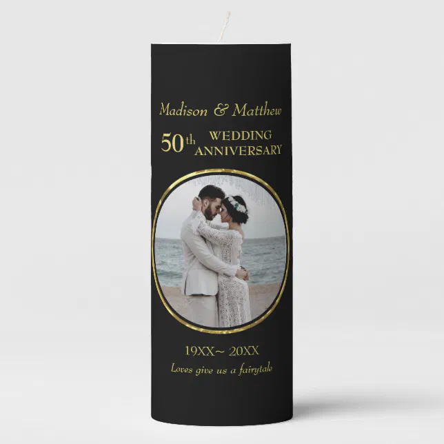 Custom Photo 50th Anniversary Pillar Candle Zazzle