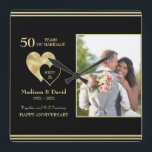 Custom Photo 50TH Anniversary  Square Wall Clock<br><div class="desc">An ideal gift for a wedding anniversary. Put your favorite photo and personalize the text</div>