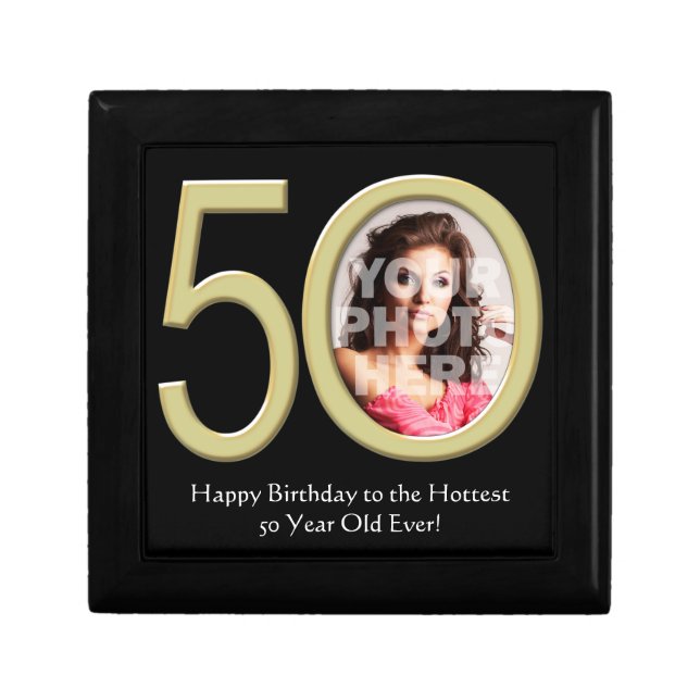 Custom Photo 50th Birthday Keepsake Trinket Box (Front)
