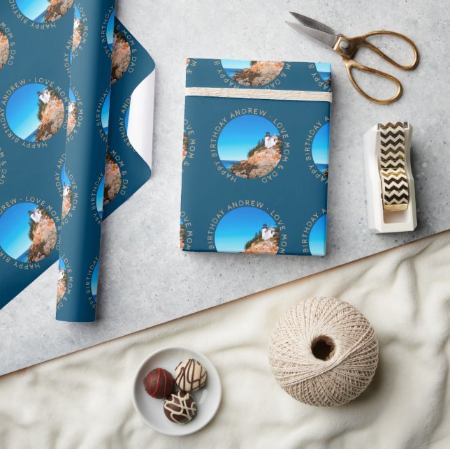 Custom Photo Acadia National Park Lighthouse Wrapping Paper (Crafts)