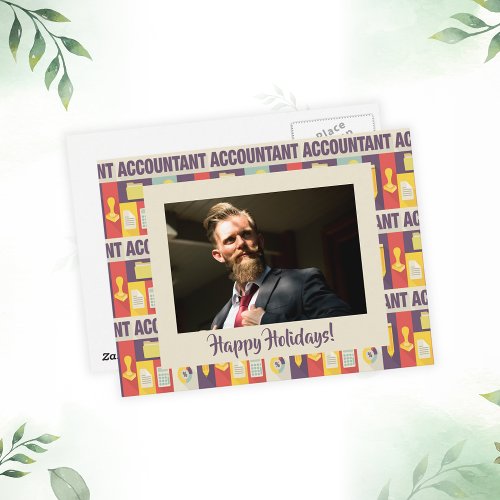 Custom Photo Accountant Happy Holidays Holiday Postcard