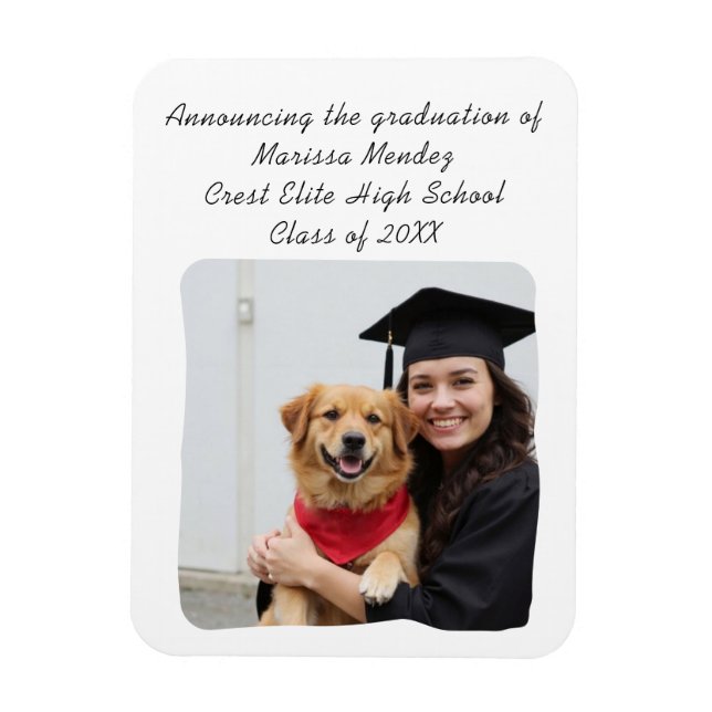 Custom Photo Add Name Graduation Announcement  Magnet (Vertical)
