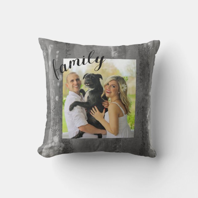 custom photo add your own personalize gray throw pillow (Front)