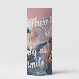 Custom Photo Agate Dusty Blue Rose Pillar Candle