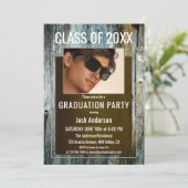 Custom Photo Aged Wood Graduation Party Invitation (Standing Front)